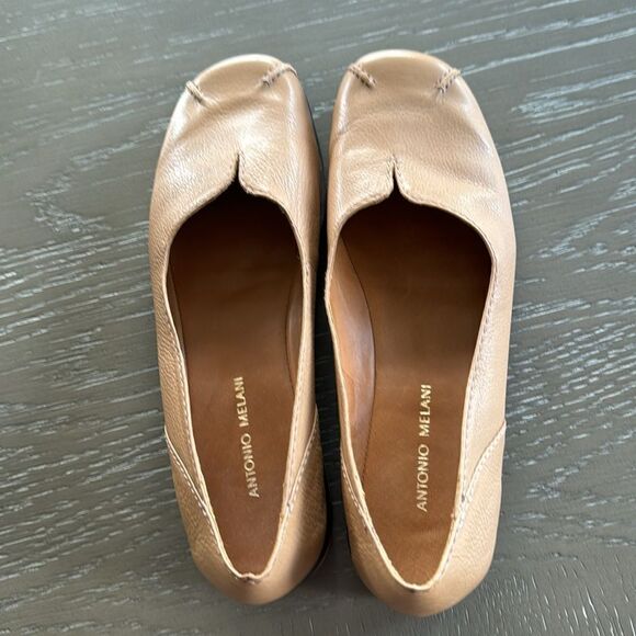 ANTONIO MELANI Women’s Tan Camel Leather Flats Slip On Comfort Shoes Size 7.5M - Picture 12 of 12
